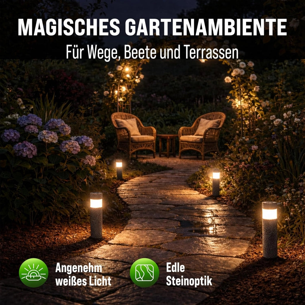 Deuba® Lampada Solare da Esterno Set da 12 LED Protezione IP44 Sensore Crepuscolare Luce Sentiero Balcone Giardino