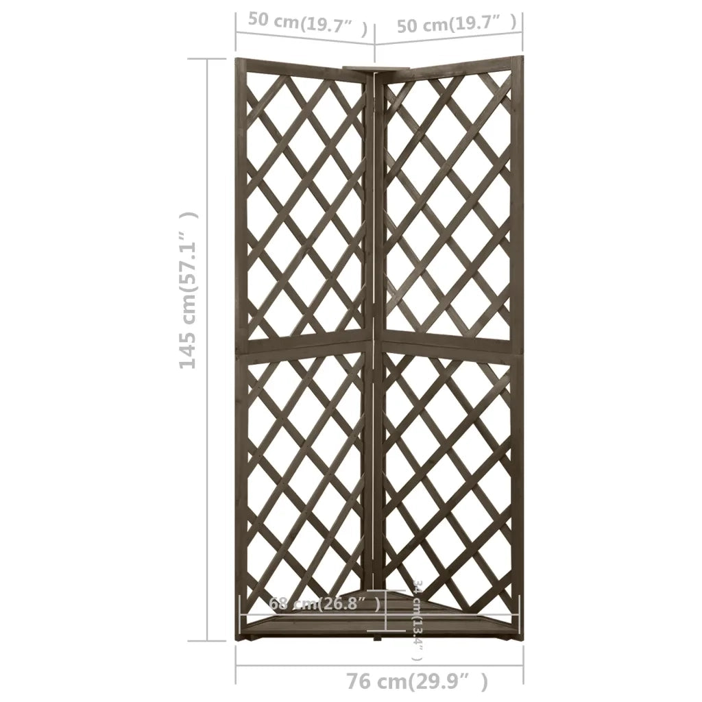 Graticcio Angolare Grigio 50x50x145 cm Legno Massello di Abete CFW2765669