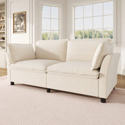 Sofa 2 posti modulare 155 x 81 x 87 cm in chenille beige