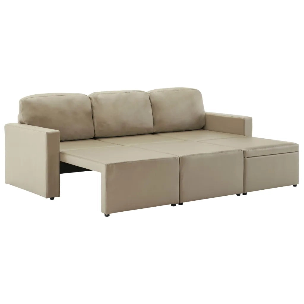 Divano Letto Modulare a 3 Posti Cappuccino in Similpelle 288800