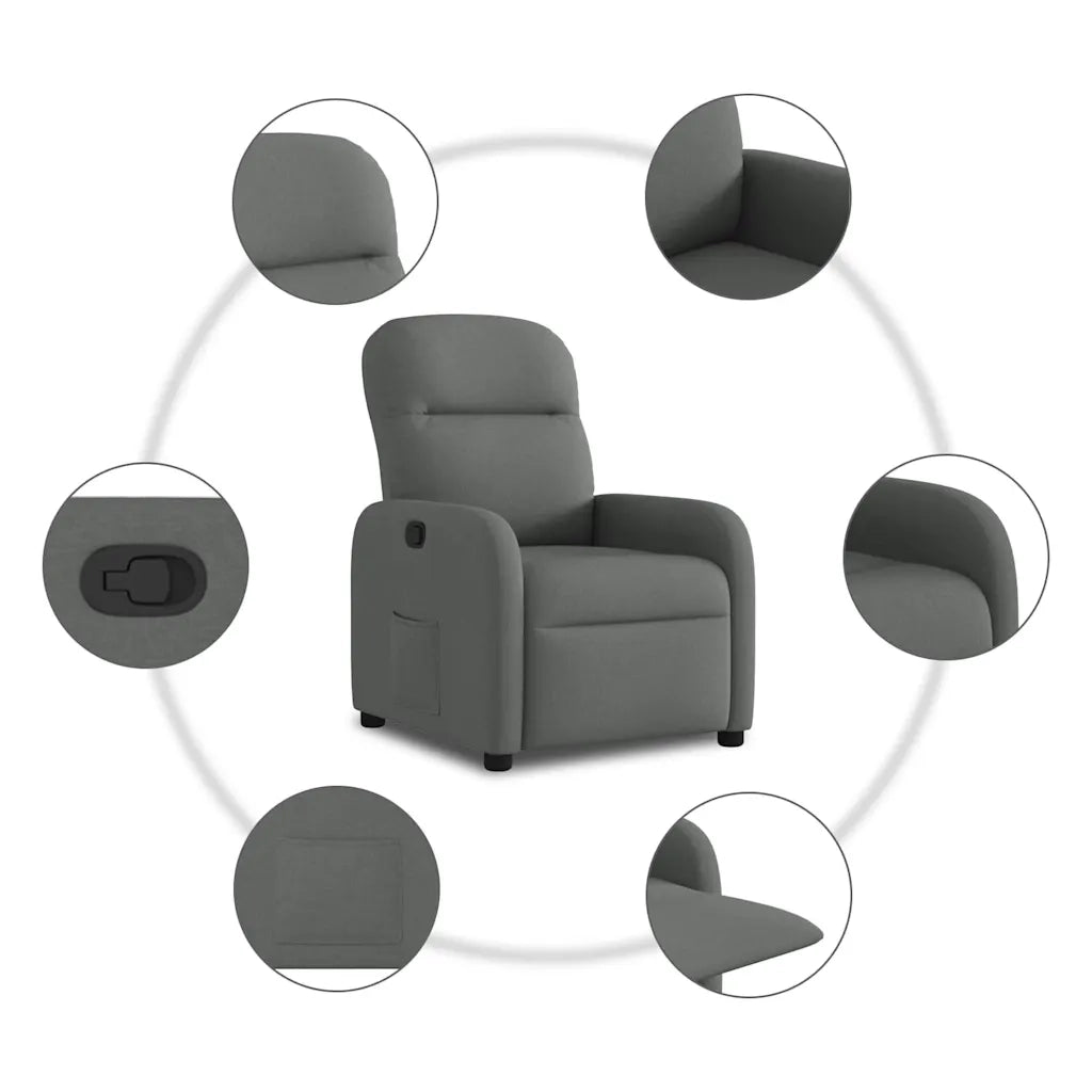 Divano Sedia-Poltrona Reclinabile in Tessuto Grigio Scuro 621846