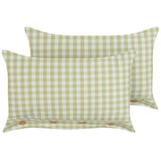 Set di 2 cuscini decorativi a quadretti verde oliva e bianco con bottoni 40 x 60 cm soggiorno camera da letto