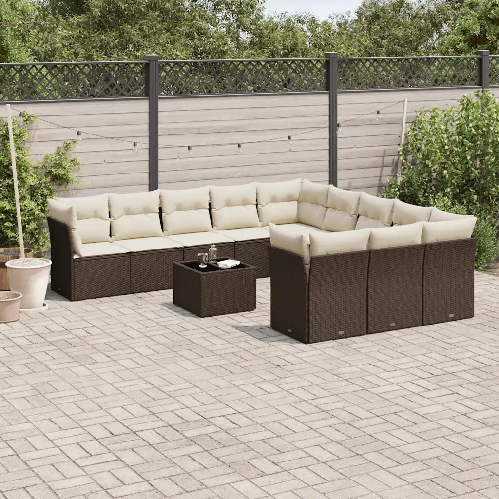 Set Divani da Giardino 12 pz con Cuscini Marrone in Polyrattan 3218423