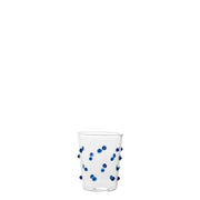 Zafferano Set 6 Bicchieri Party Tumbler Junior in Vetro Borosilicato Blu con Decorazione a Pois Fatti a Mano, Resistenti agli Shock Termici