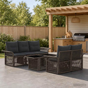 Set Divano da Giardino 6 pz Grigio e Grigio Scuro polyrattan 3436592