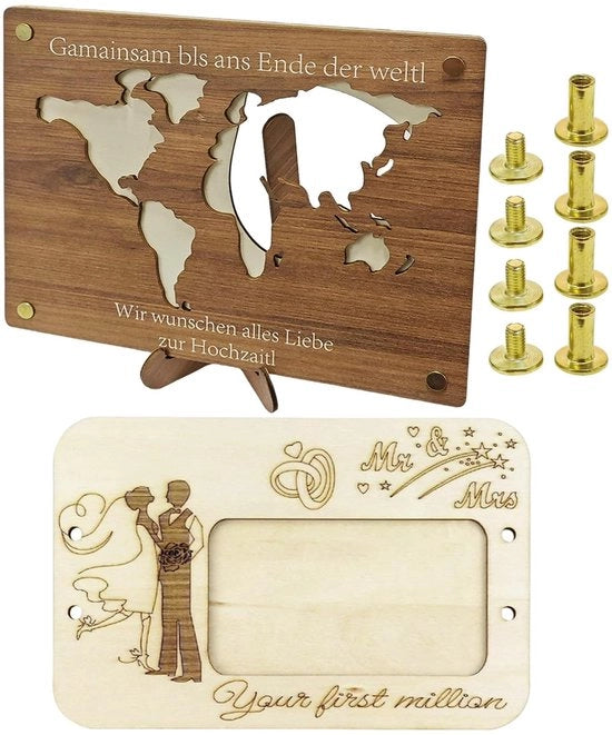 Portafoglio in legno - Regalo di compleanno - Manufatto artigianale - Forma cartacea - Decorazione da tavolo - Materiale ecosostenibile - Portafoglio