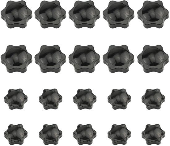 Viti a maniglia 20 pezzi - Filo a spirale - Maniglie a forma di stella - Materiale plastico/metallo - Maniglia a 6 punte - Diametro 25/38 mm - Maniglia a viti