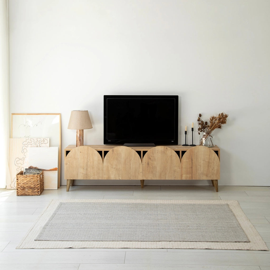 Visco, Mobile Porta tv 4 Vani, 180x35x50h cm Marrone Rovere