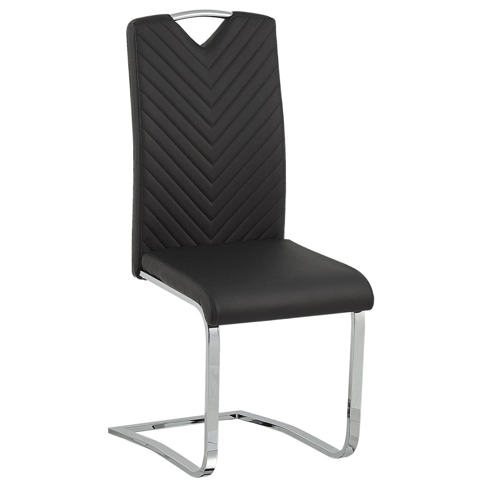 Set di 2 sedie da pranzo con sedile imbottito in ecopelle nera con schienale alto per sale conferenze a sbalzo moderne