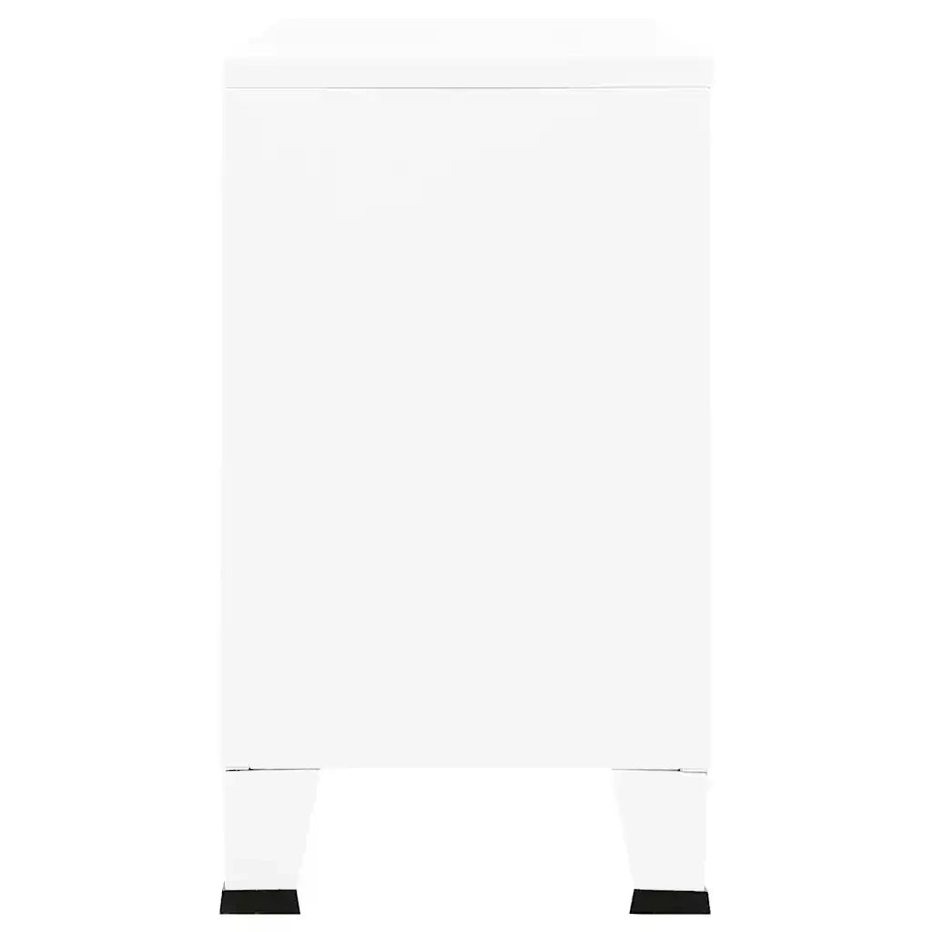 Credenza Bianca Industriale 105x35x62 cm in Metallo e Vetro cod mxl 24413