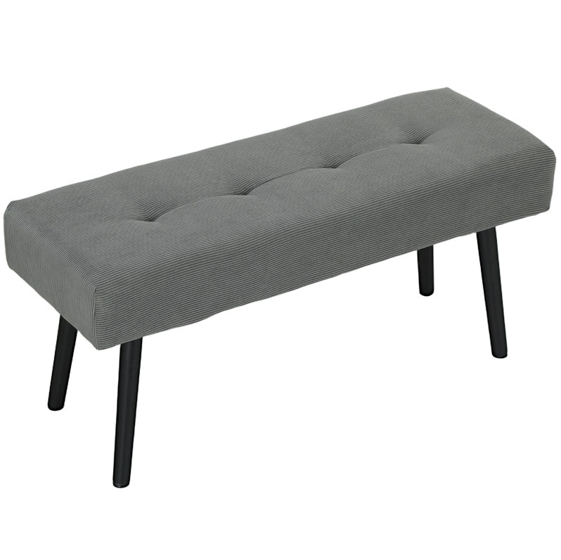 Panca imbottita in velluto a coste grigia 100 x 36 x 45 cm