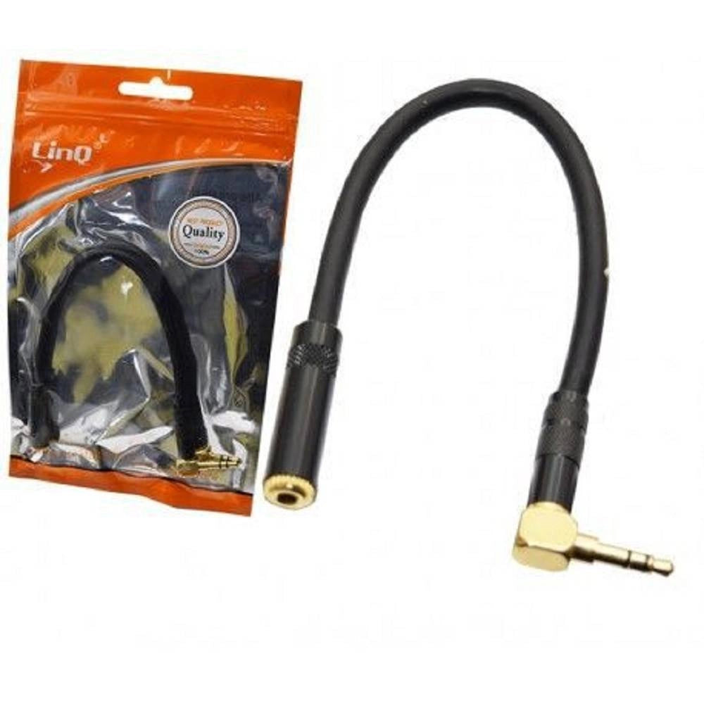Trade Shop - Cavo Adattatore Audio Da Jack 3,5mm Femmina A 3,5mm Maschio Angolo 20 Cm Kl-9248 -