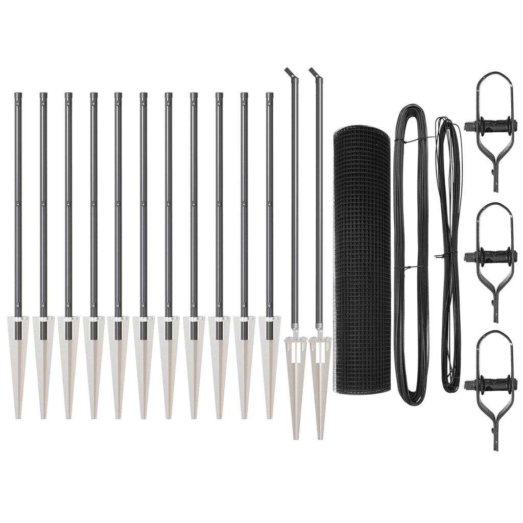 Set di Paletti per Recinzione Set di 2 Grigio Metallo e plastica