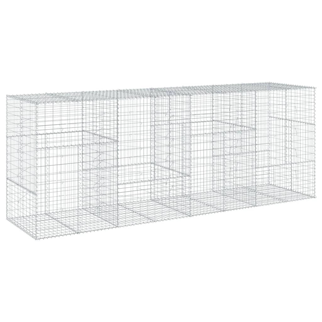 Gabbione recinto a gabbia muro di contenimento con coperchio 400 x 100 x 150 cm ferro zincato argento 02_0040160