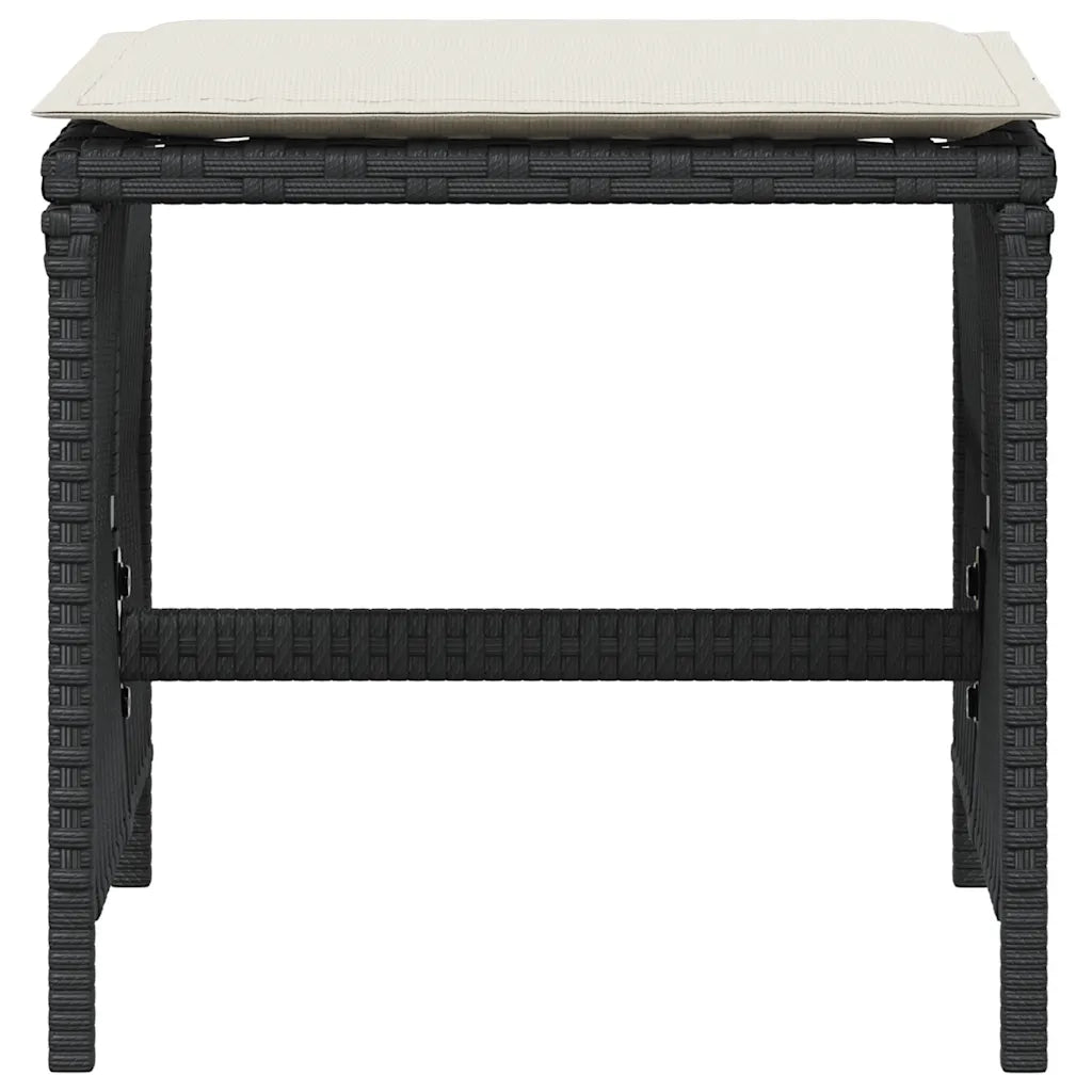 vidaXL Sgabelli da Giardino con Cuscini 4pz Neri 41x41x36cm Polyrattan