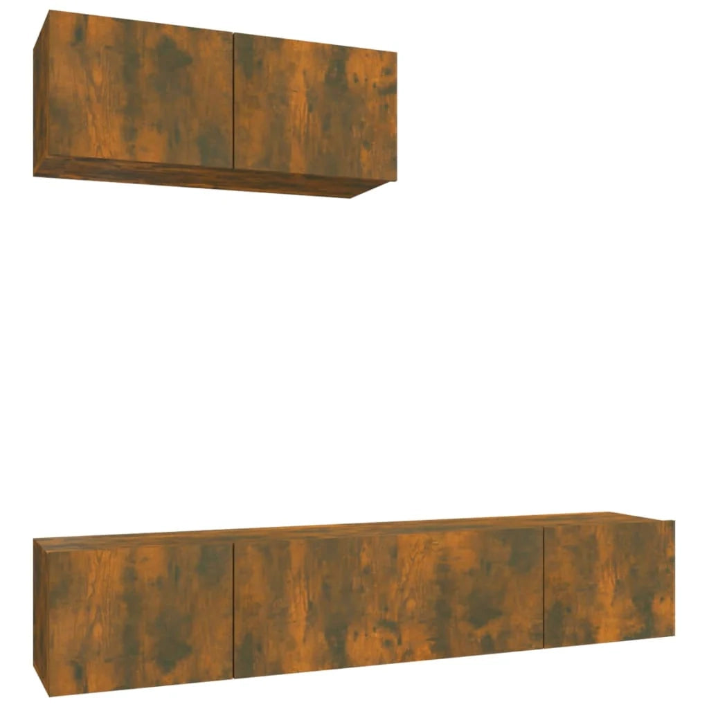 Set di mobili da 3 pezzi tra cui armadio credenza mobile TV televisore per soggiorno camera da letto salotto rovere affumicato legno ingegnerizzato marrone 02_0024600