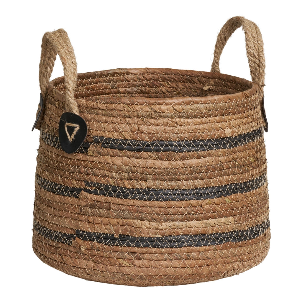 Set di 2 Cesti Portaoggetti Erba, Marrone, Foglie di Banano, 30,5x30,5x21,5 cm