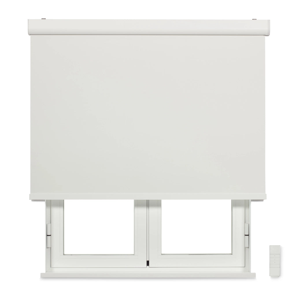 VIEWTEX Tenda a rullo motorizzata con cassetto Oscurante/Termico Bianco 105 X 190cm - Made in Europe - 5 anni di garanzia