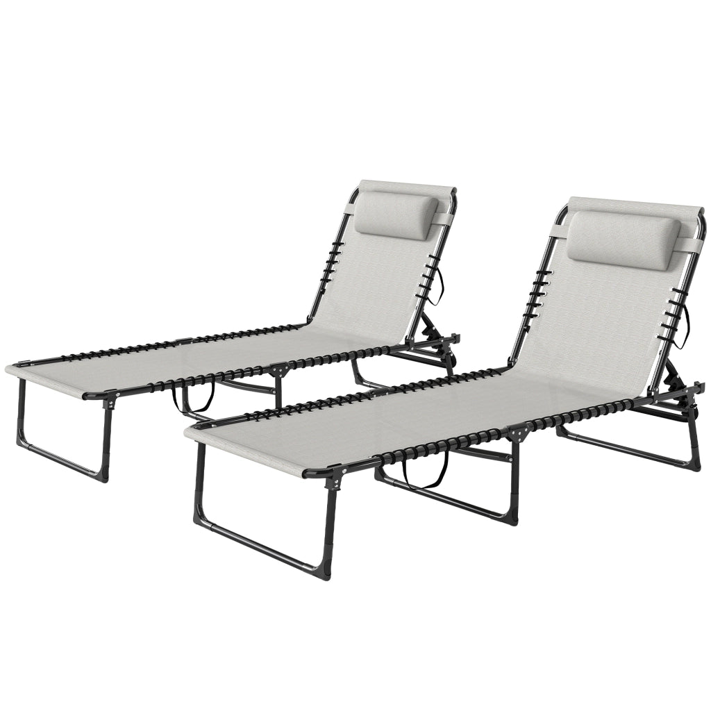 Lettino da sole pieghevole 2 pezzi ¨C Zephmum ¨C Grigio chiaro, acciaio, textilene