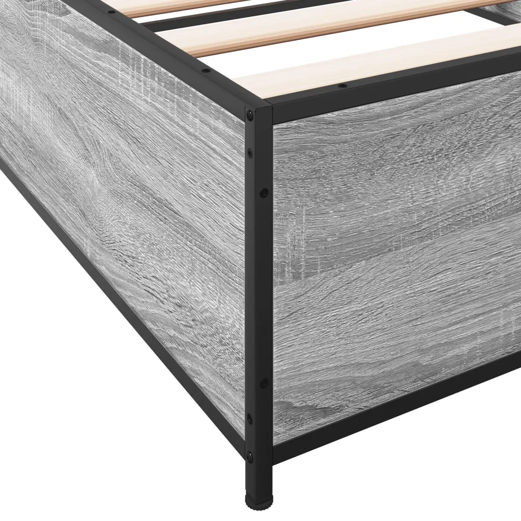 Giroletto-Struttura Letto Grigio Sonoma 75x190cm in Legno Multistrato e Metallo 194798