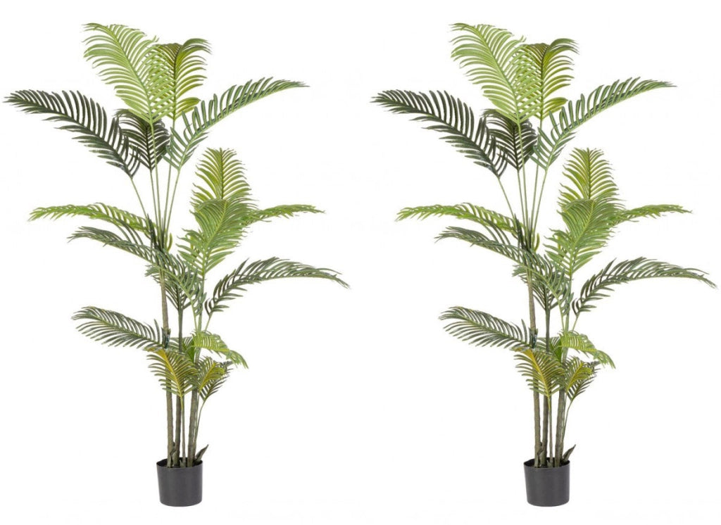 Set 2 Piante Artificiali di Kenzia Ø100x180 cm in Plastica con Vasi Verde