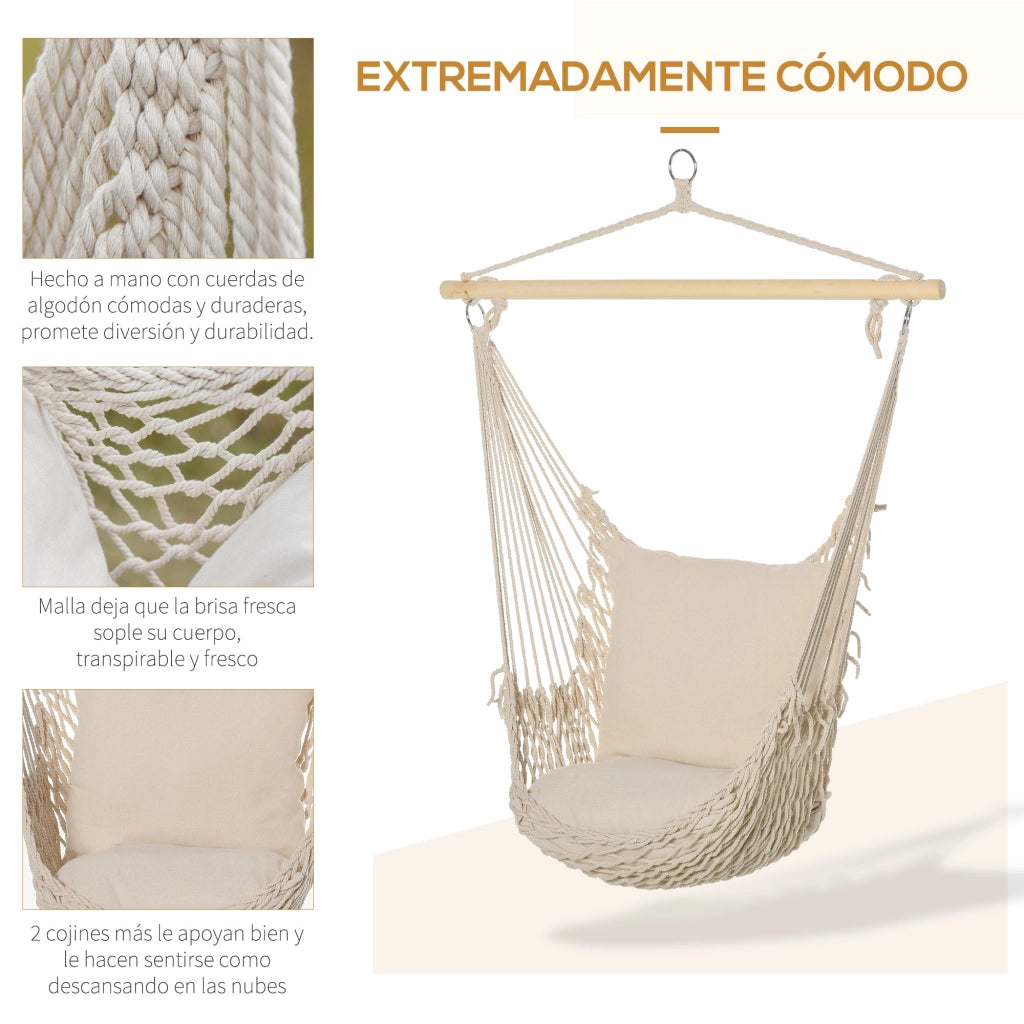 Sedia a dondolo con cuscini ¨C zephmum ¨C crema, legno, max 120 kg