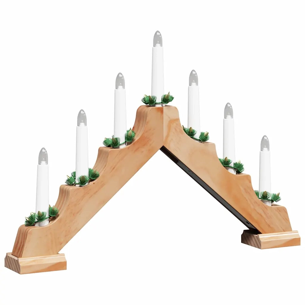 Ponte con Candele di Natale con 7 LED Marrone 39.5 x 5 x 29 cm
