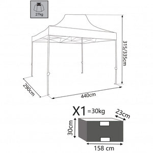 Gazebo Holiday 3x4,5 m in Acciaio Bianco