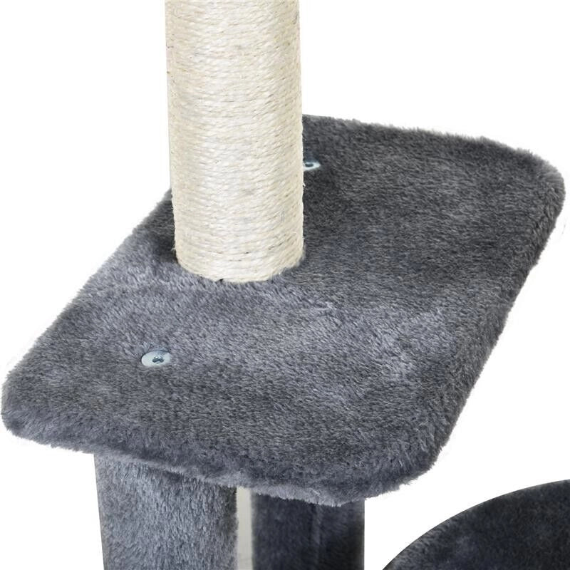 TIRAGRAFFI PER GATTI CON CUCCIA E 2 RIPIANI 48 X 35 X 100 CM BIANCO E GRIGIO