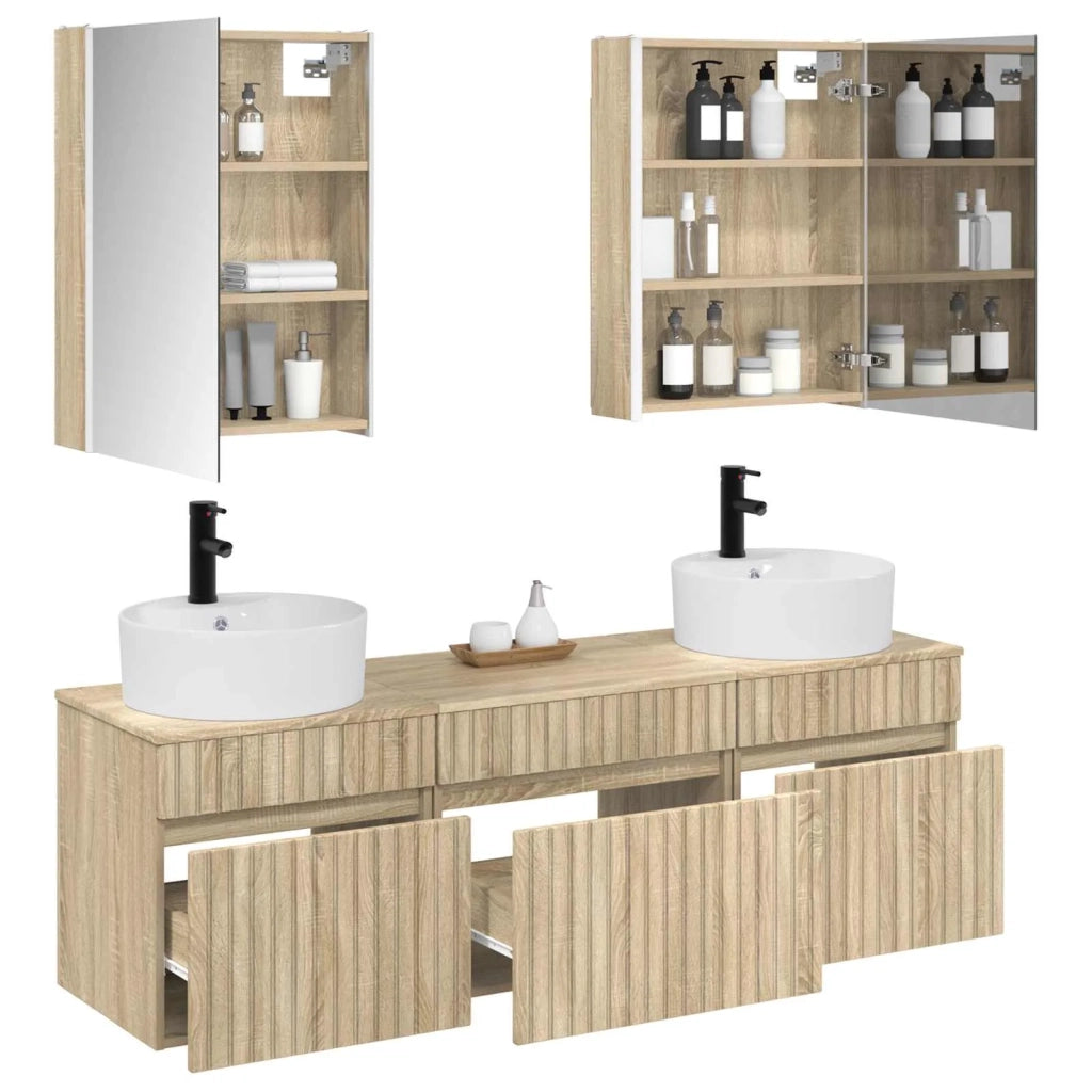 Set di Armadi da Bagno 5 pz Rovere Sonoma Legno ingegnerizzato 3406609