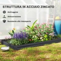 Letto per Orto Rialzato in Acciaio da 835L con Fondo Aperto, 240x120x30 cm, Grigio Scuro