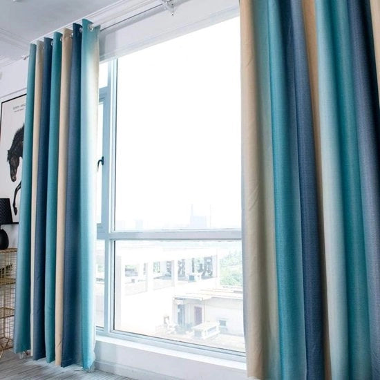 Tendina di oscuramento per soggiorno | Tendina a strisce scuro blu | Camera da letto | Finestra francese | Tendine di oscuramento