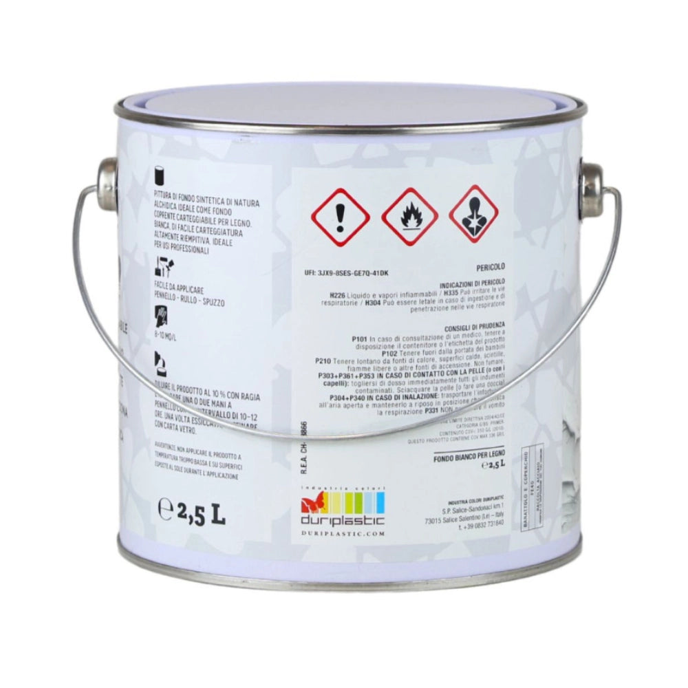 Duriopac fondo opaco carteggiabile per legno smalto bianco *** formato 2.5 lt, confezione 1