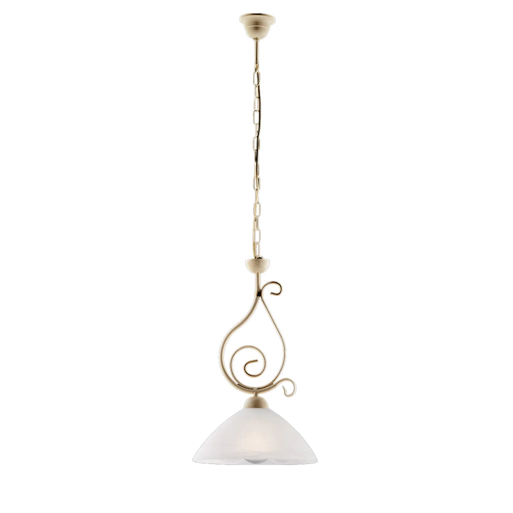 Lampadario Rustico Faraone 1 Luce Avorio e Bianco LuceArt Classic