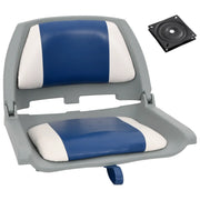 Set Sedile per Barca Pieghevole 2pz con Cuscino Blu-Bianco