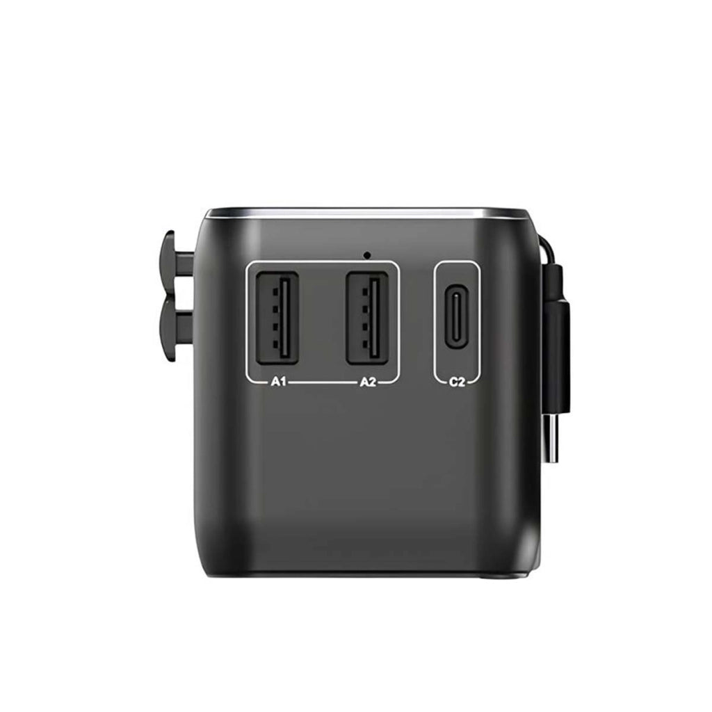 Adattatore da Viaggio Universale 3 Porte USB con Cavo USB-C Tecnologia GaN Nero VENTION