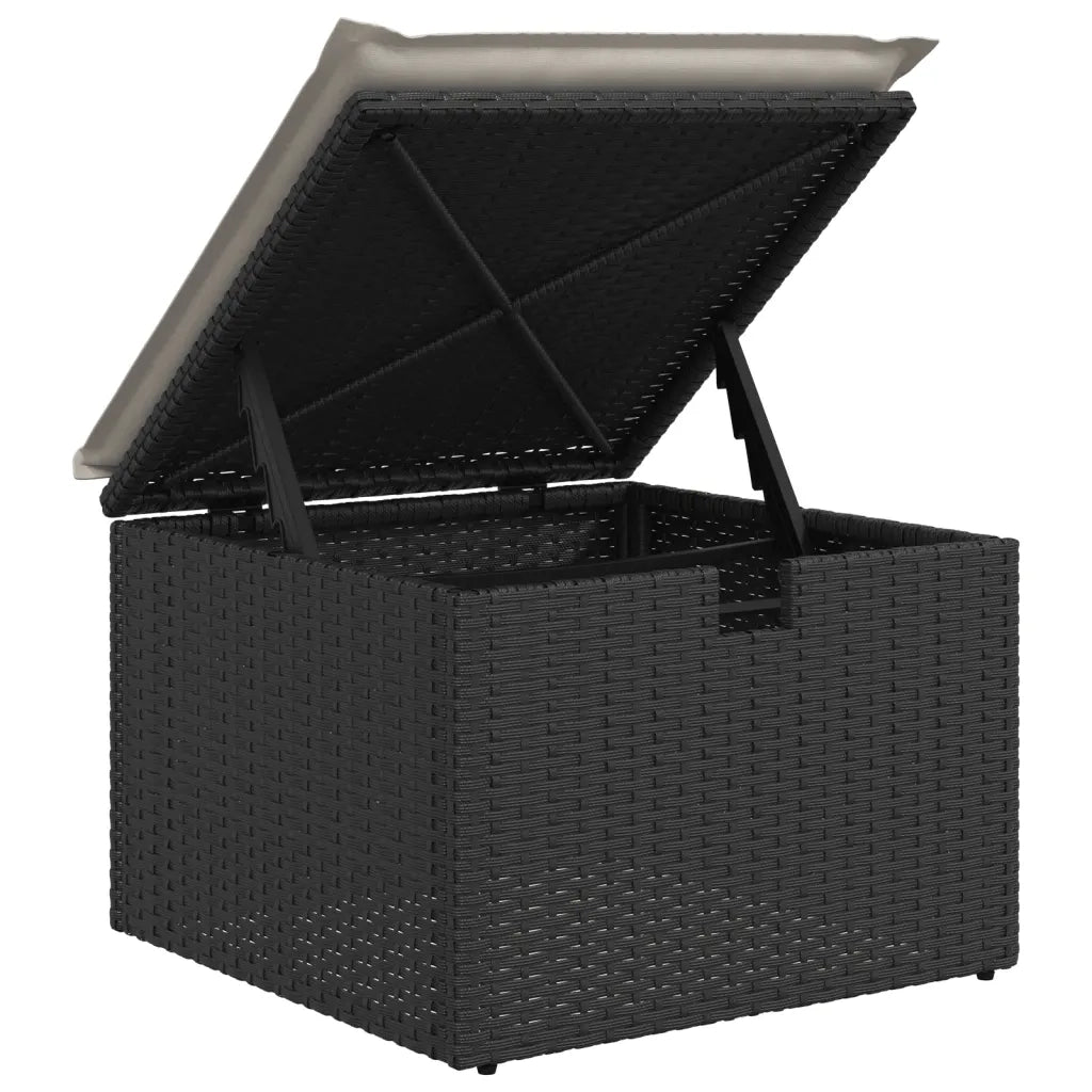 Sgabello Giardino con Cuscino Nero 55x55x37 cm in Polyrattan CFW4053287