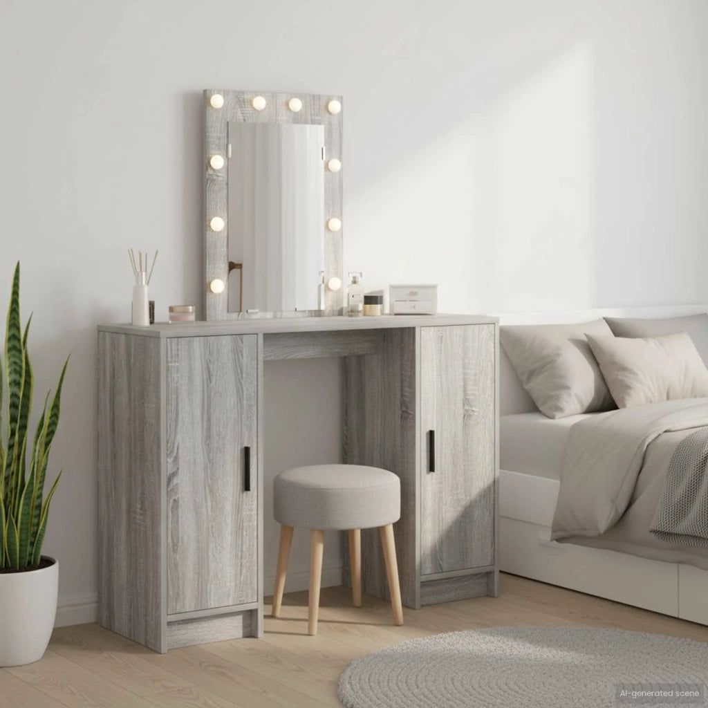 Tavolo da Trucco Grigio 102 x 33 x 135 cm Legno multistrato 865186
