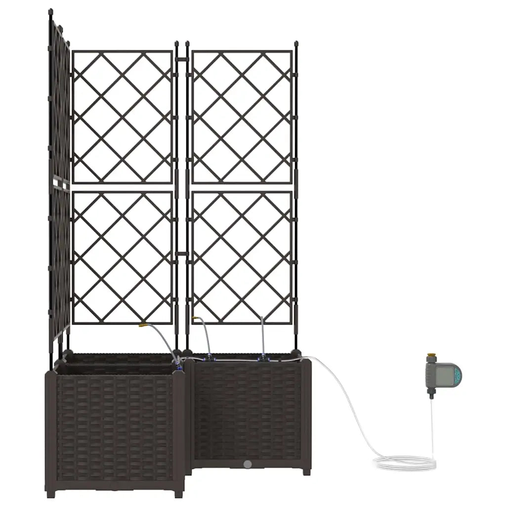 Fioriere | Cassetta per fiori | Vaso da giardino 3 pz Marrone 80 x 80 x 142 cm Plastica