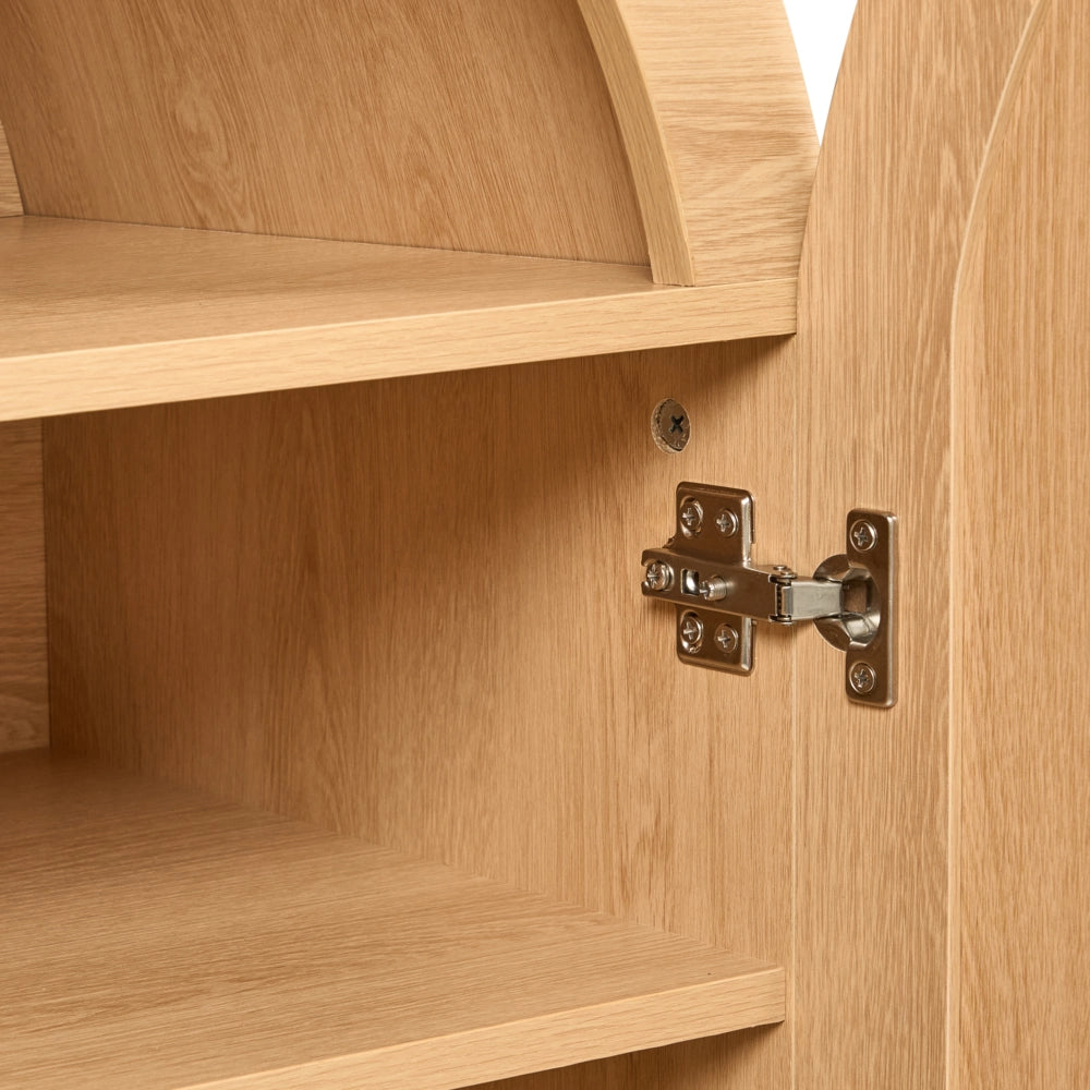 Scarpiera a 4 ripiani in MDF con frontali in rattan per 16 paia di scarpe per l'ingresso stile boho marrone chiaro