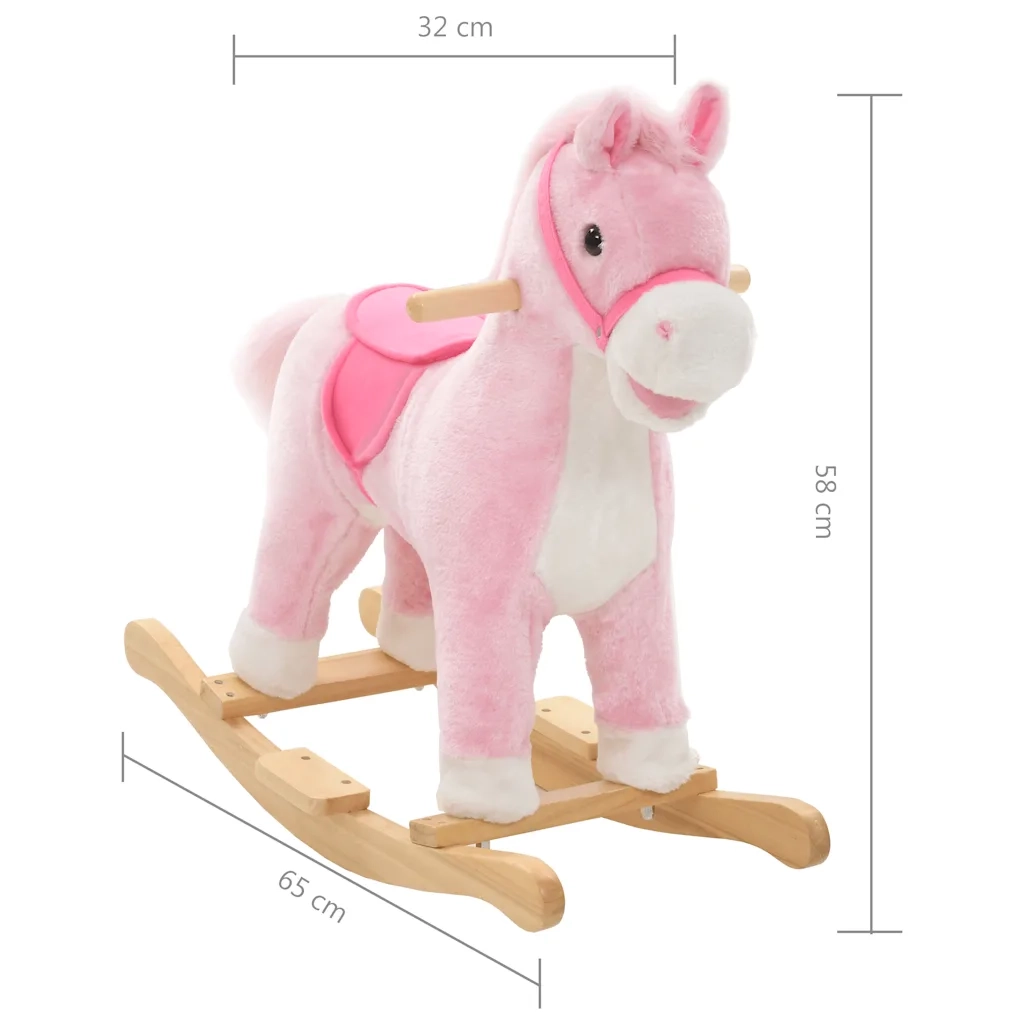 Cavallo a Dondolo in Peluche 65x32x58 cm Rosa CFW4987479