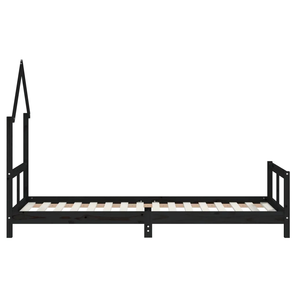 Giroletto per Bambini | Letto Infantile | Lettino Nero 80x200 cm in Legno Massello di Pino