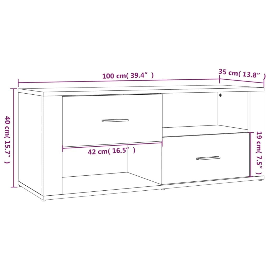 Mobile TV multimediale mensola TV credenza TV sala da pranzo soggiorno camera da letto 100 x 35 x 40 cm legno ingegnerizzato grigio 02_0025491