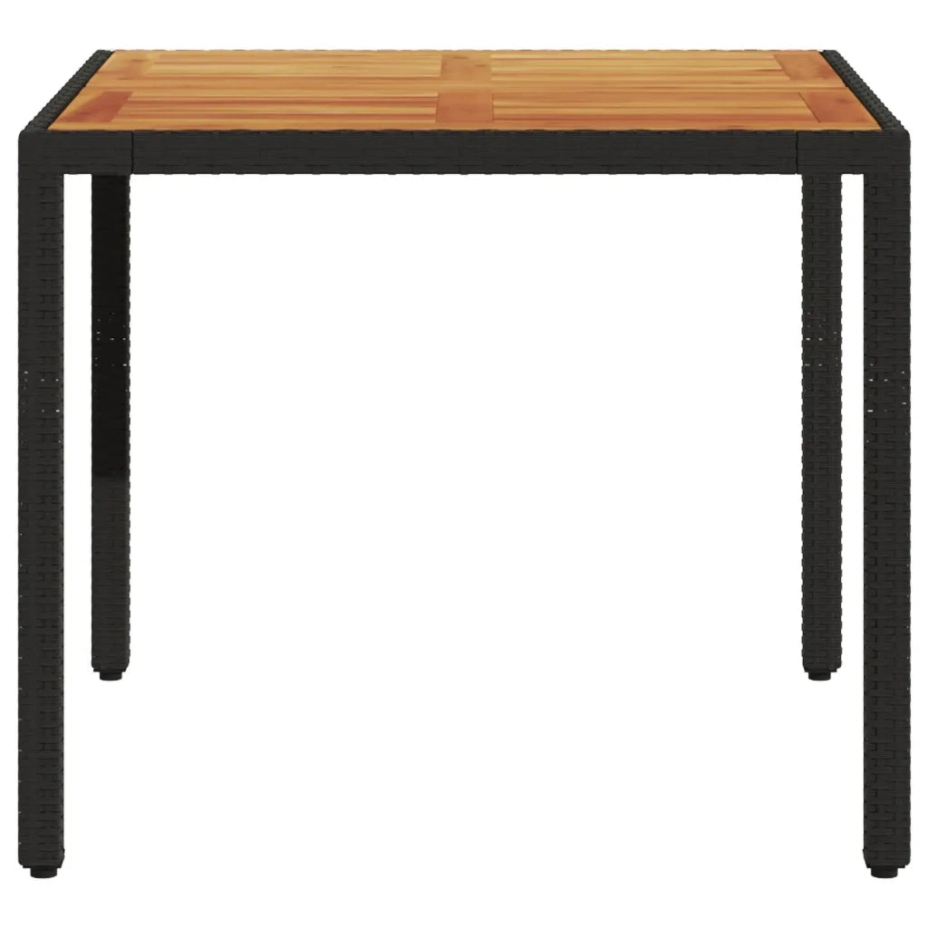 Tavolo Giardino Piano Legno Acacia Nero 90x90x75 cm Polyrattan 365529