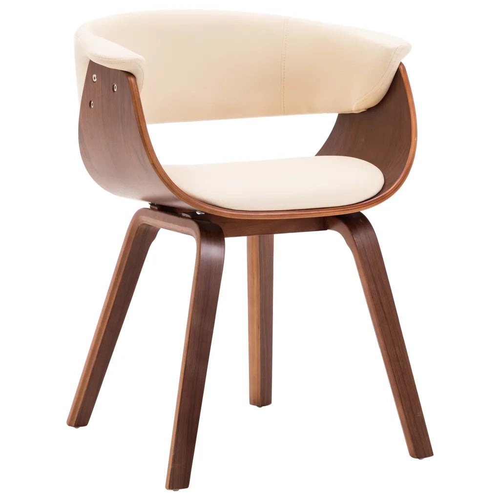 Sedie da Pranzo 2 pz in Legno Curvato e Similpelle Crema