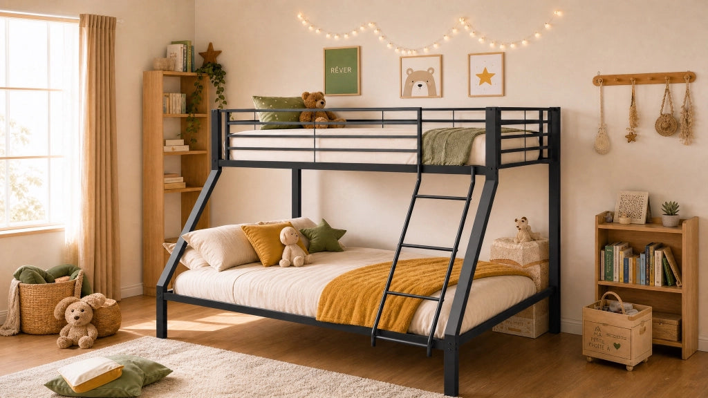 letto a castello metallo nero 146 x 204.5 cm