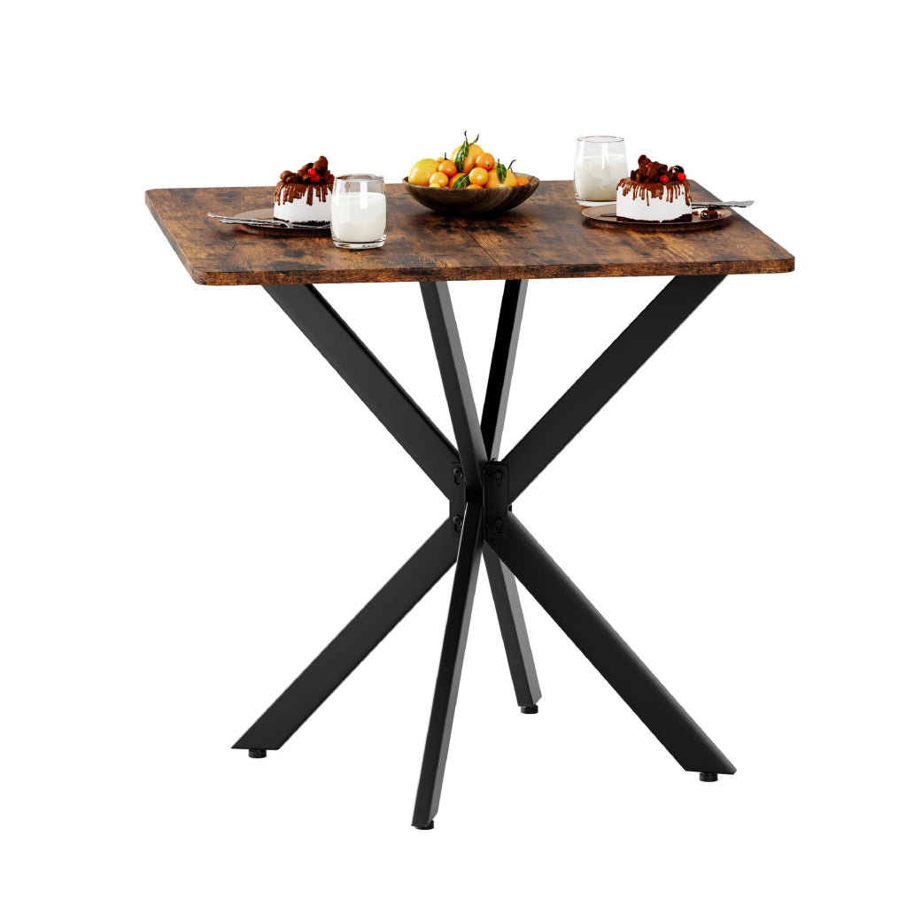 Tavolino 80x80x75 cm; stabile con gambe a X; truciolare; marrone