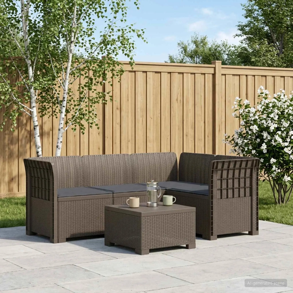 Divano da Giardino 4 Posti con Cuscini Aspetto Rattan PP 3443977