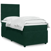 Giroletto a Molle con Materasso Verde Scuro 90x200 cm Velluto
