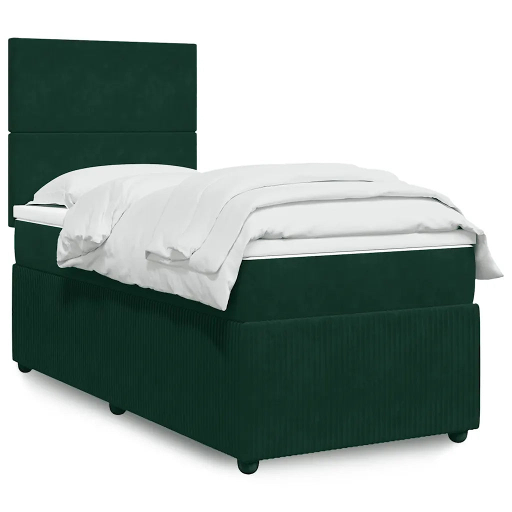 Giroletto a Molle con Materasso Verde Scuro 90x200 cm Velluto